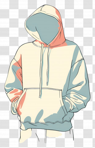 Hoodie - Hooded Sweatshirt In Stylized Illustration Transparent PNG