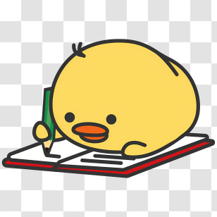 Icon - Cute Yellow Duck Writing In Notebook Transparent PNG