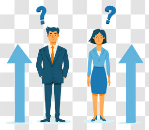 People Standing Next To Arrows - Business People With Question Marks Transparent PNG