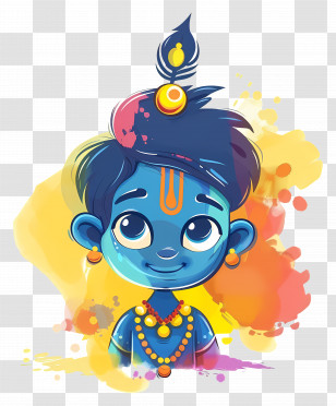 Little Krishna - Colorful Cartoon Blue Child Transparent PNG