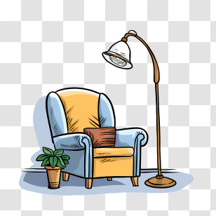 Couch And Lamp - Cozy Armchair And Floor Lamp For Relaxation Transparent PNG