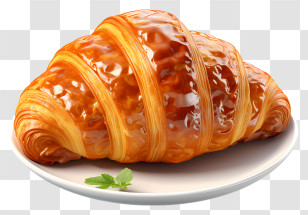 Croissant - Glossy Croissant On A Plate Transparent PNG