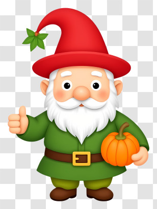 Thanksgiving Gnome - Gnome With Red Hat Giving Thumbs Up Transparent PNG
