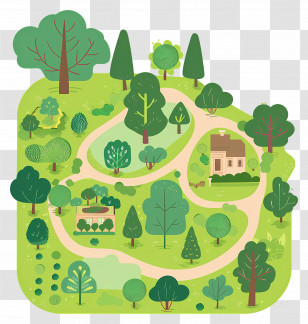 English Garden - Cute House In Forest Illustration Transparent PNG