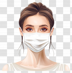 Beautiful Woman - Portrait Of Woman Wearing A Surgical Mask Transparent PNG