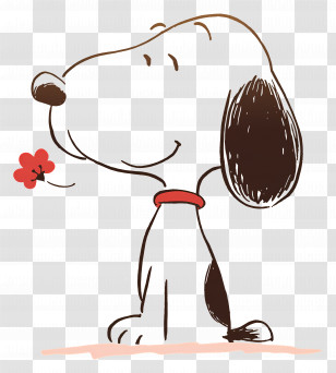 Snoopy - Cartoon Dog With Flower Transparent PNG
