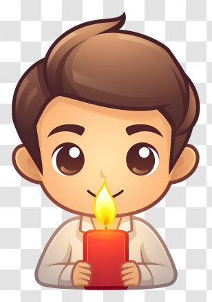 Cartoon Character - Boy Holding Candle Transparent PNG