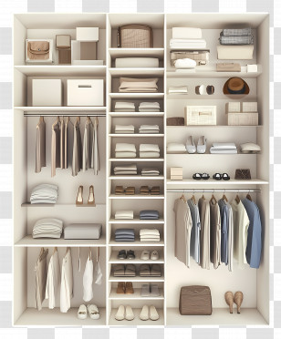 Closet Top View - Neatly Organized Closet With Clothes And Accessories Transparent PNG