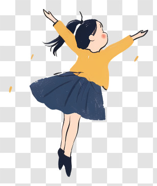Girl Dancing Ballet - Happy Girl Jumping In Yellow Sweater Transparent PNG