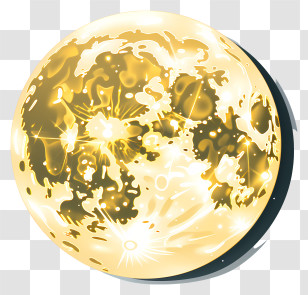 Realistic Style Full Moon - Shiny Glowing Moon Illustration Transparent PNG