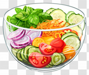 Vegetable Salad - Fresh Vegetable Salad In A Glass Bowl Transparent PNG