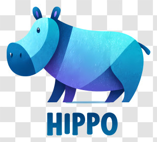Hippo Logo - Blue Hippo Mascot Logo Transparent PNG