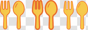 Fork And Spoon - Yellow Forks And Spoons For Dining Transparent PNG