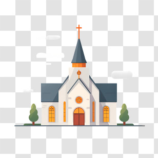 Church - Classic Church Illustration With Steeple Transparent PNG