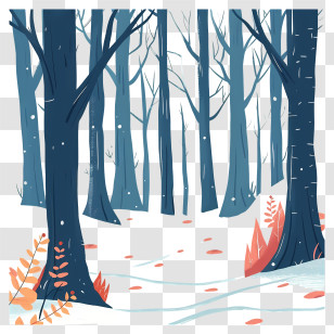 Winter Forest Background - Winter Forest Illustration Transparent PNG