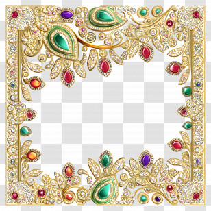 India Wedding Pattern - Colorful Jewel Frame Design Transparent PNG