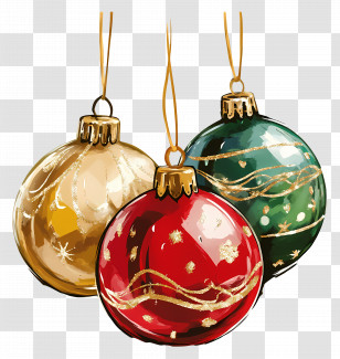 Christmas Decorating - Festive Christmas Ornaments With Gold Detailing Transparent PNG