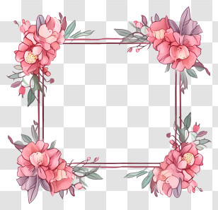 Pink Flowers - Elegant Floral Frame Decoration Transparent PNG