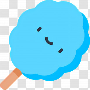 Cotton Candy - Blue Cotton Candy With Face Transparent PNG
