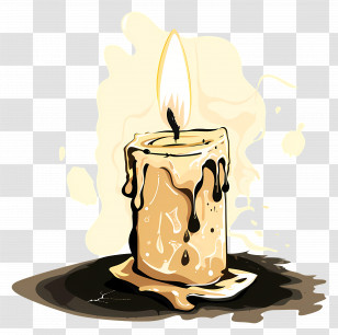 Candlelight - Melting Wax Candle Illustration With Flame Transparent PNG