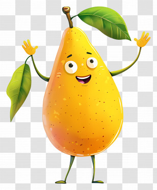 Cartoon Mango - Cute Smiling Pear Cartoon Character Transparent PNG