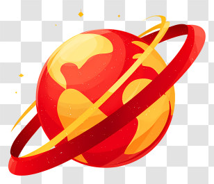 Red Ribbon Circling Earth - Red Planet With Rings Illustration Transparent PNG