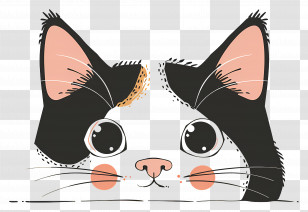 Peeking Cat - Cute Cat Face Illustration Transparent PNG