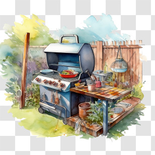 Barbecue - Cozy Backyard Barbecue Scene Illustration Transparent PNG