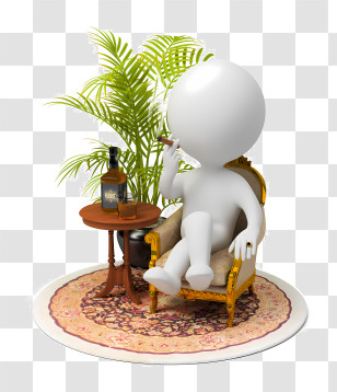 3d - 3D Character Relaxing With Drink And Cigar Transparent PNG