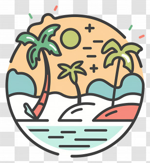 Beach Logo - Minimal Tropical Beach Illustration Transparent PNG