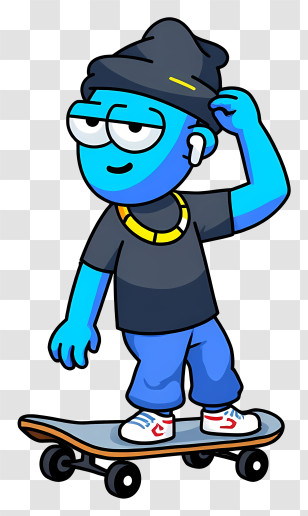 Playful Cartoon Boy - Blue Skateboarder Cartoon Character Transparent PNG
