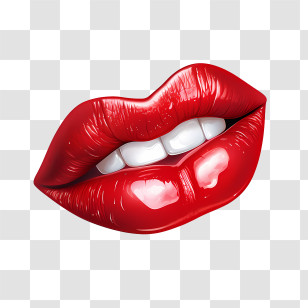 Red Lips - Glossy Red Lips Illustration Transparent PNG