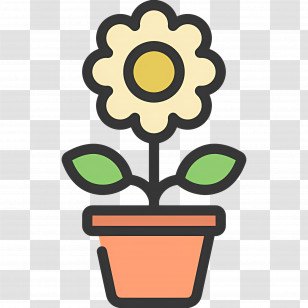 Daisy Flower - Cartoon Flower Pot With Yellow Bloom Transparent PNG