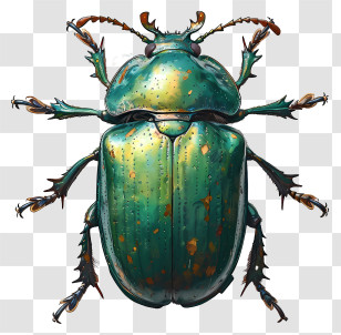 Green Beetle - Green Metallic Beetle Illustration Transparent PNG