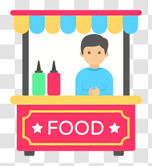 Food Cart Logo - Food Stall With Vendor And Condiments Transparent PNG
