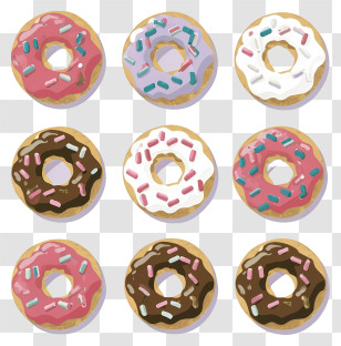 Cartoon - Colorful Donut Collection With Sprinkles Transparent PNG
