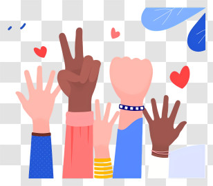 Hands Raised - Hands With Gestures And Hearts Transparent PNG