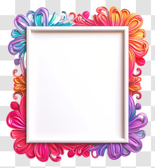 Floral Design Frame - Colorful Floral Frame Transparent PNG