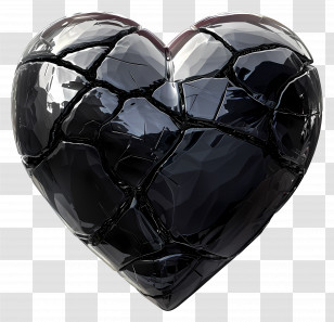 Black Heart - Black Cracked Heart Symbolizing Broken Emotions Transparent PNG