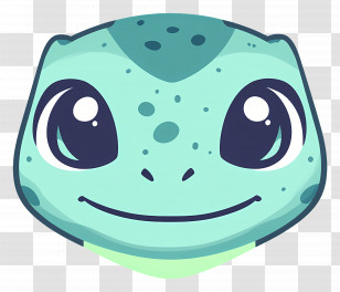 Bulbasaur - Cute Cartoon Face Of A Green Lizard Transparent PNG