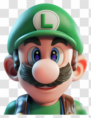Luigi Mario - Green-Clad Animated Character With Round Hat Transparent PNG
