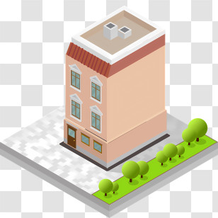 Icon - Isometric House With Garden And Trees Transparent PNG