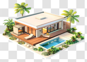 Bungalow - Modern Tropical Villa With Swimming Pool Transparent PNG