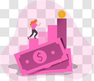 Money - Person Climbing Financial Growth Graph Transparent PNG