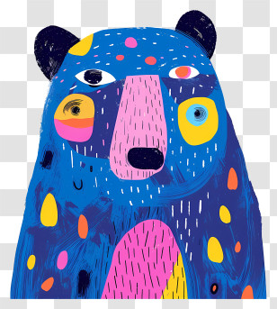 Blue Bear - Colorful Abstract Bear Illustration Transparent PNG