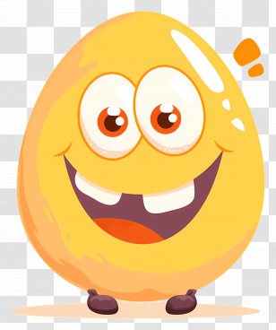 Cartoon Smiling Egg - Smiling Yellow Egg Cartoon Character Transparent PNG