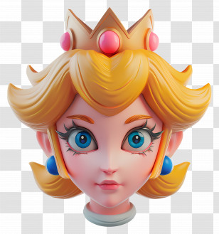 Princess Peach - Beautiful Princess Cartoon Face With A Crown Transparent PNG