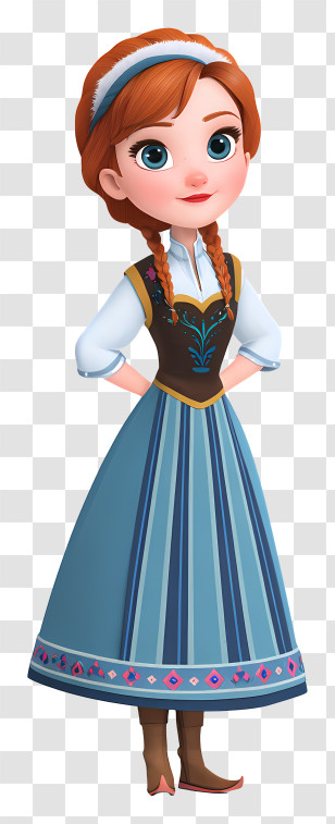 Frozen Anna - Animated Girl In Blue Dress Transparent PNG