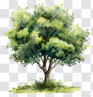 Watercolor Tree Plan - Watercolor Illustration Of A Tree Transparent PNG