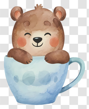Cute Little Bear - Cute Bear Cartoon Sitting In Cup Transparent PNG
